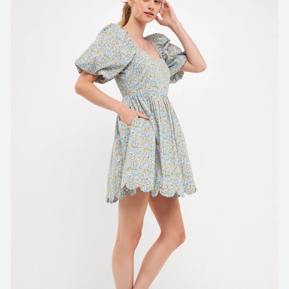 ENGLISH FACTORY WOMENS FLORAL PUFF SLEEVE MINI DRESS 1X - Picture 9 of 9